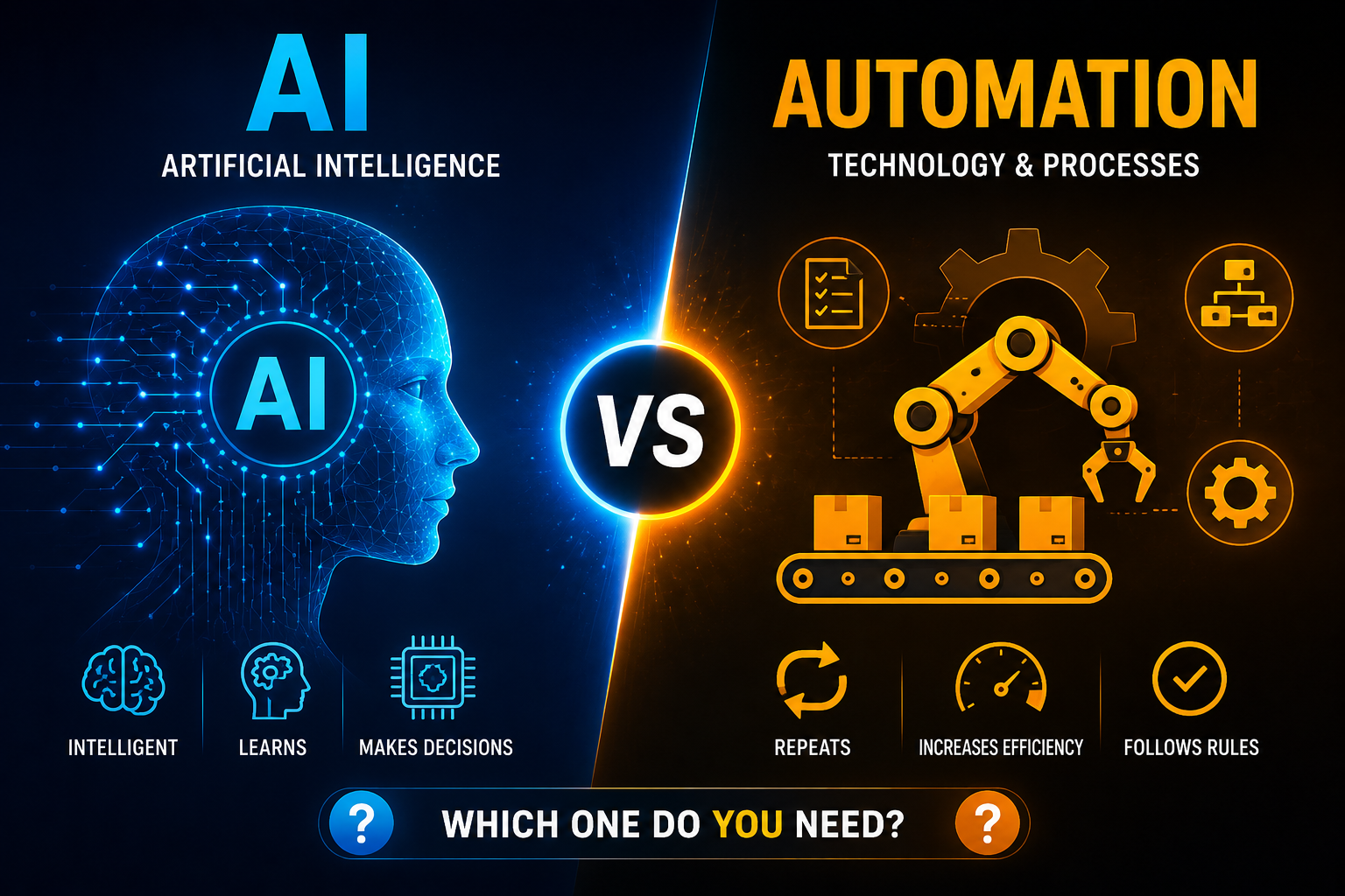 AI vs Automation: Key Differences, Use Cases & Which One You Need