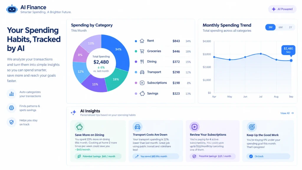 chart showing how ai budgeting tracks spending habits by category 